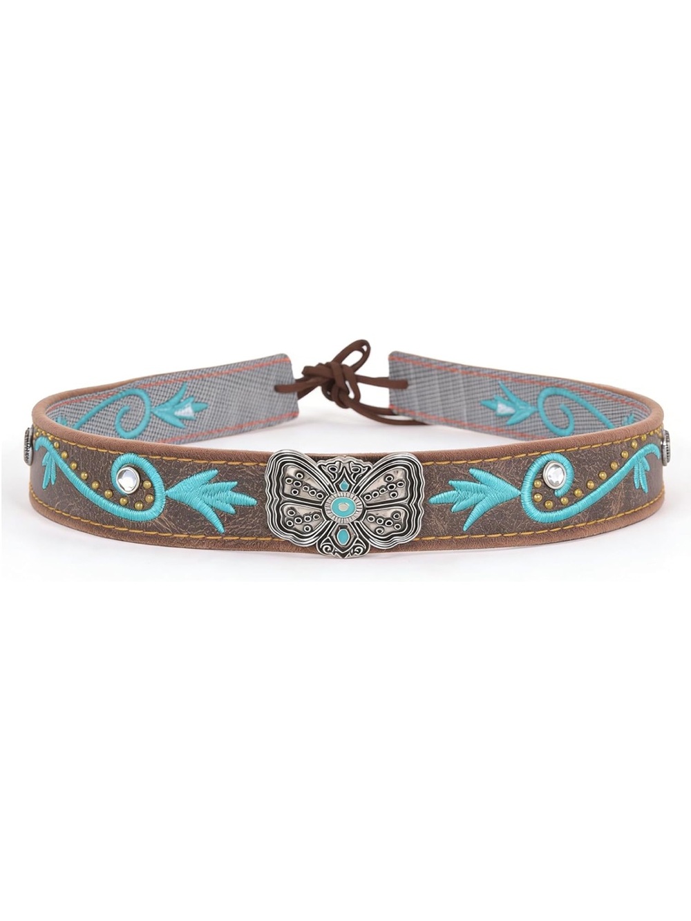Western Boho Turquoise Embroidered Hat band